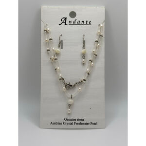 Andante White Pearl Necklace & Earring Set